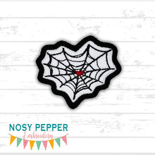 Load image into Gallery viewer, Heart Web patch machine embroidery design (2 sizes included) DIGITAL DOWNLOAD