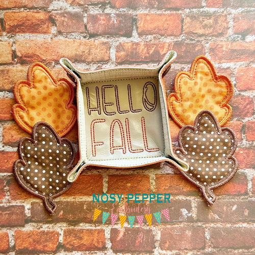Hello Fall ITH tray and wipe set machine embroidery design (includes 2 sizes of trays and wipes) DIGITAL DOWNLOAD