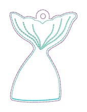 Load image into Gallery viewer, Mermaid applique shaker snap tab and eyelet fob machine embroidery file (single and multi files included) DIGITAL DOWNLOAD