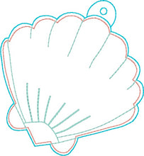 Load image into Gallery viewer, Shell Puff April Mystery Bundle ornament/bag tag/bookmark machine embroidery design DIGITAL DOWNLOAD