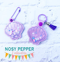 Load image into Gallery viewer, Shell Shaker snap tab and eyelet fob machine embroidery file (single and multi files included) DIGITAL DOWNLOAD