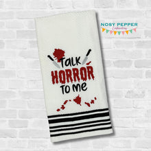 Load image into Gallery viewer, Talk Horror To Me machine embroidery design (4 sizes included) DIGITAL DOWNLOAD