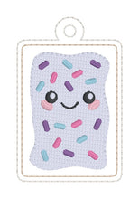 Load image into Gallery viewer, Toaster Tart snap tab and eyelet fob machine embroidery file (single and multi files included) DIGITAL DOWNLOAD