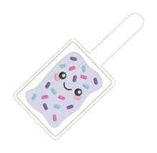 Load image into Gallery viewer, Toaster Tart snap tab and eyelet fob machine embroidery file (single and multi files included) DIGITAL DOWNLOAD