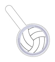 Load image into Gallery viewer, Volleyball applique shaker snap tab and eyelet fob machine embroidery file (single and multi files included) DIGITAL DOWNLOAD