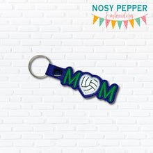 Load image into Gallery viewer, Volleyball Mom applique snap tab machine embroidery design (single & multi files included) DIGITAL DOWNLOAD