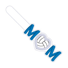 Load image into Gallery viewer, Volleyball Mom applique snap tab machine embroidery design (single & multi files included) DIGITAL DOWNLOAD'