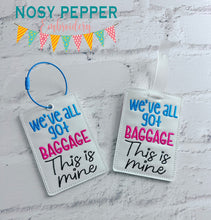 Load image into Gallery viewer, We&#39;ve All Got Baggage luggage tag set APRIL MYSTERY BUNDLE machine embroidery design DIGITAL DOWNLOAD