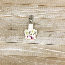 Load image into Gallery viewer, Grow girl snap tab (Single and Multi files included) machine embroidery design DIGITAL DOWNLOAD