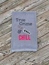 Load image into Gallery viewer, True Crime and Chill applique and fill versions machine embroidery design DIGITAL DOWNLOAD