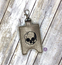 Load image into Gallery viewer, Skull ITH Sanitizer Holder (Fits 1oz bottles, 2 sizes available) machine embroidery design DIGITAL DOWNLOAD