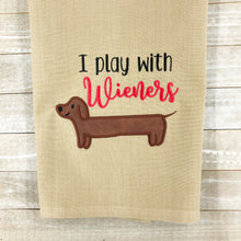 Load image into Gallery viewer, I play with wieners applique machine embroidery design (4 sizes included) DIGITAL DOWNLOAD
