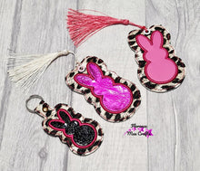 Load image into Gallery viewer, Marshmallow Bunny Easter set (includes snap tab, charm, bookmark & stuffies) machine embroidery design (DIGITAL DOWNLOAD)