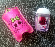 Load image into Gallery viewer, Bow Skull ITH Sanitizer Case machine embroidery design DIGITAL DOWNLOAD