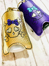 Load image into Gallery viewer, Bow Skull ITH Sanitizer Case machine embroidery design DIGITAL DOWNLOAD