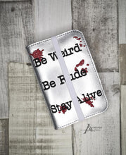 Load image into Gallery viewer, Be weird notebook cover (2 sizes available) machine embroidery design DIGITAL DOWNLOAD