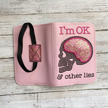 Load image into Gallery viewer, I'm OK & Other lies applique notebook cover (2 sizes available) machine embroidery design DIGITAL DOWNLOAD