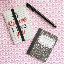Load image into Gallery viewer, 50 Reasons I love you notebook cover (2 sizes included) machine embroidery design DIGITAL DOWNLOAD