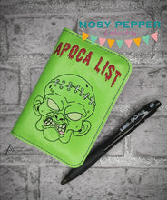 Load image into Gallery viewer, Apoca list Notebook cover (2 sizes available) machine embroidery design DIGITAL DOWNLOAD
