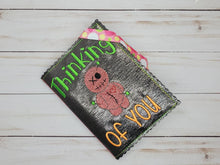 Load image into Gallery viewer, Thinking of you notebook cover (2 sizes available) machine embroidery design DIGITAL DOWNLOAD