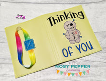 Load image into Gallery viewer, Thinking of you notebook cover (2 sizes available) machine embroidery design DIGITAL DOWNLOAD