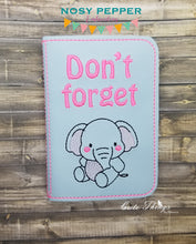 Load image into Gallery viewer, Don't forget elephant notebook cover (2 sizes available) machine embroidery design DIGITAL DOWNLOAD