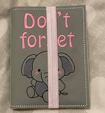 Load image into Gallery viewer, Don't forget elephant notebook cover (2 sizes available) machine embroidery design DIGITAL DOWNLOAD
