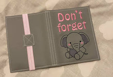 Load image into Gallery viewer, Don't forget elephant notebook cover (2 sizes available) machine embroidery design DIGITAL DOWNLOAD