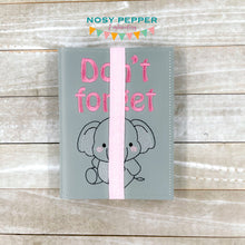 Load image into Gallery viewer, Don't forget elephant notebook cover (2 sizes available) machine embroidery design DIGITAL DOWNLOAD
