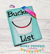 Load image into Gallery viewer, Bucket list applique notebook cover (2 sizes available) machine embroidery design DIGITAL DOWNLOAD