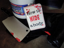Load image into Gallery viewer, How to hide a body notebook cover (2 sizes available) machine embroidery design DIGITAL DOWNLOAD