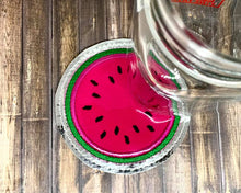 Load image into Gallery viewer, Watermelon Coaster set of 2 designs 4x4 machine embroidery design DIGITAL DOWNLOAD