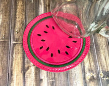 Load image into Gallery viewer, Watermelon Coaster set of 2 designs 4x4 machine embroidery design DIGITAL DOWNLOAD