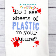 Load image into Gallery viewer, Do I see sheets of plastic in your future machine embroidery design (4 sizes included) DIGITAL DOWNLOAD