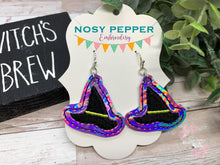 Load image into Gallery viewer, Witch Hat Earrings ITH machine embroidery design DIGITAL DOWNLOAD