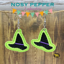 Load image into Gallery viewer, Witch Hat Earrings ITH machine embroidery design DIGITAL DOWNLOAD