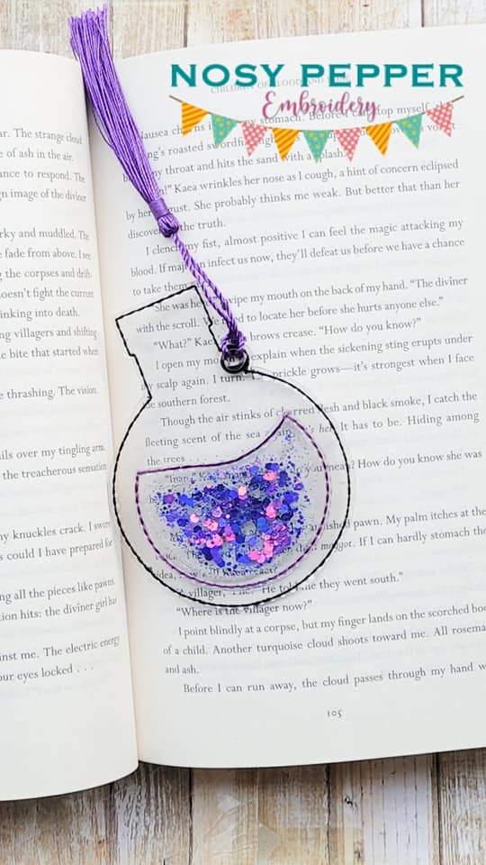 Clear bottle bookmark/bag tag/ornament 4x4 machine embroidery design D