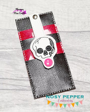 Load image into Gallery viewer, Sketchy Skull Wallet Tab (2 sizes included) TAB ONLY-- machine embroidery design DIGITAL DOWNLOAD