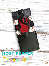 Load image into Gallery viewer, Bloody hand Wallet Tab (2 sizes included) TAB ONLY-- machine embroidery design DIGITAL DOWNLOAD