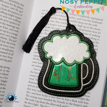 Load image into Gallery viewer, Applique Beer bookmark machine embroidery design DIGITAL DOWNLOAD