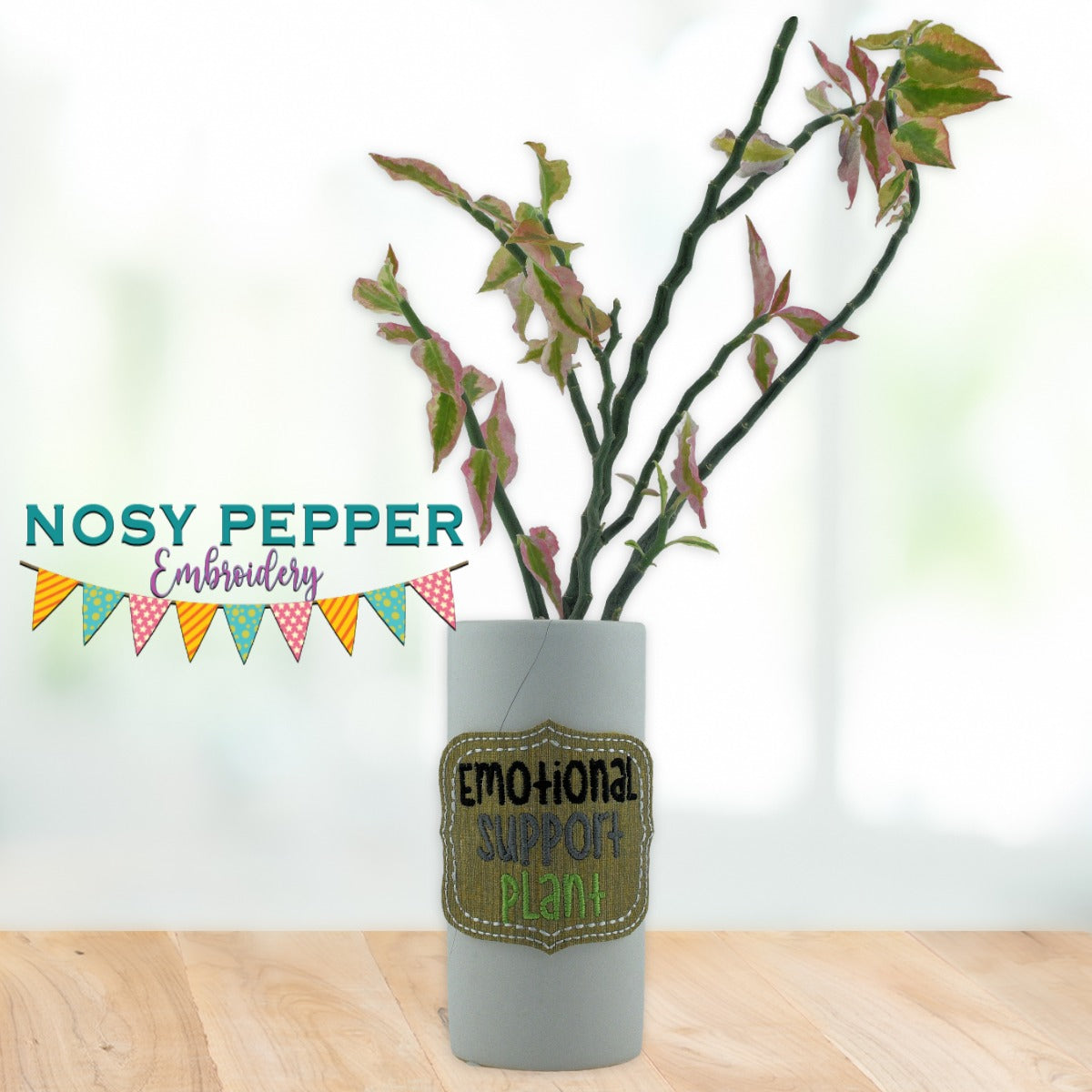 emotional support plants Emotional Support Plant Plant band (3 sizes included) machine embroide –  Nosy Pepper Patterns