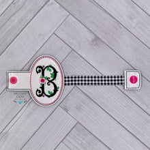 Load image into Gallery viewer, Oval Bottle Band includes applique and blank versions machine embroidery design DIGITAL DOWNLOAD