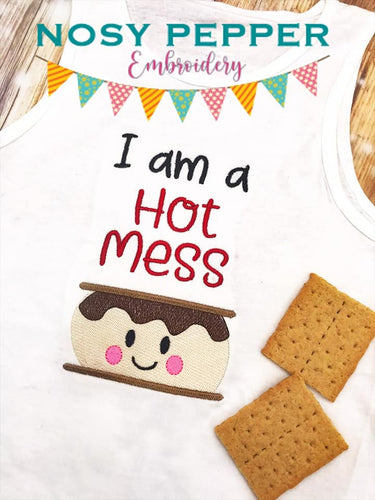 I'm a hot mess machine embroidery design sketchy fill (5 sizes included) DIGITAL DOWNLOAD