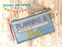 Load image into Gallery viewer, Planning and Pens ITH Bag (4 sizes available) machine embroidery design DIGITAL DOWNLOAD