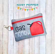 Load image into Gallery viewer, Gas Money applique ITH Bag (4 sizes available) machine embroidery design DIGITAL DOWNLOAD