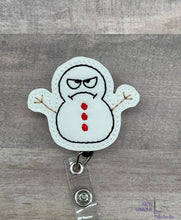 Load image into Gallery viewer, Grumpy Snowman feltie machine embroidery file (single & multi file included) DIGITAL DOWNLOAD