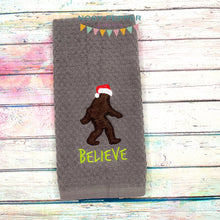 Load image into Gallery viewer, Believe Bigfoot Santa Applique machine embroidery design DIGITAL DOWNLOAD