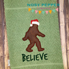 Load image into Gallery viewer, Believe Bigfoot Santa Applique machine embroidery design DIGITAL DOWNLOAD