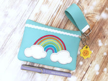 Load image into Gallery viewer, Rainbow Applique ITH Bag and charm embroidery design (5 sizes available) DIGITAL DOWNLOAD