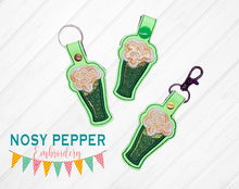 Load image into Gallery viewer, Green Beer Applique Snap tab (single & multi file included) machine embroidery design DIGITAL DOWNLOAD